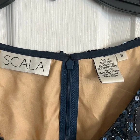 Scala blue sequin cocktail dress, Size 8 - Picture 2 of 8